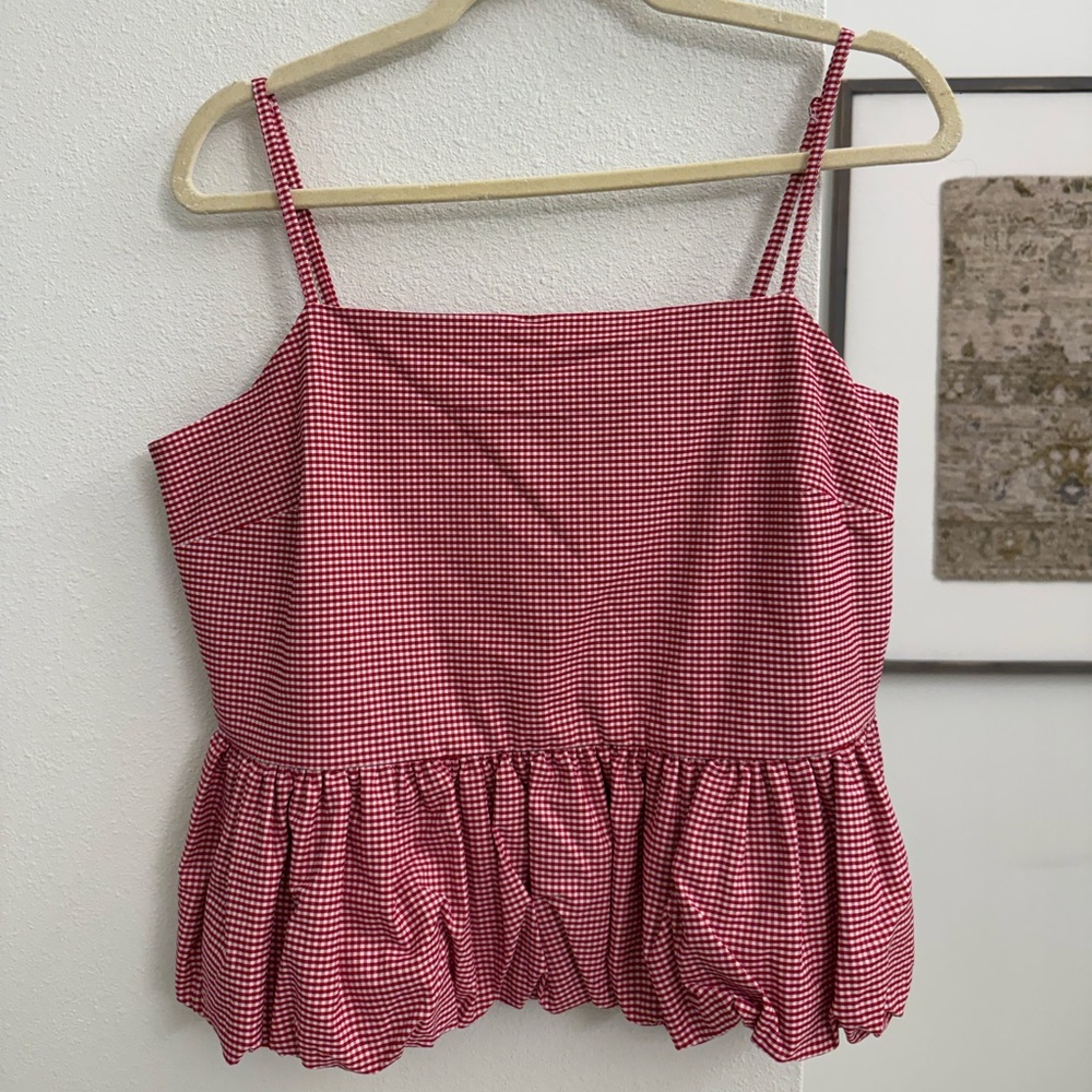 Mango Red Checkered Camisole Top